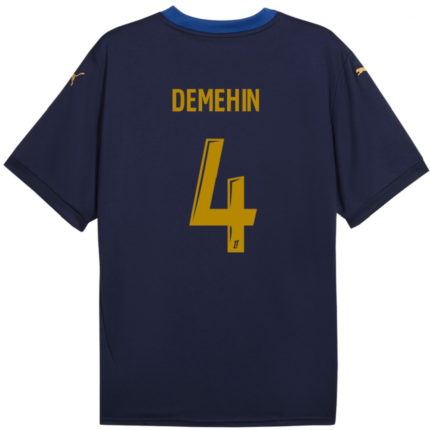 Kids Football Blessing Demehin #4 Navy Gold Away Jersey 2024/25 T-Shirt Nz