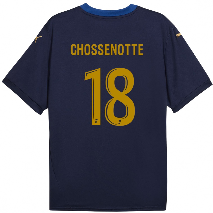 Kids Football Shana Chossenotte #18 Navy Gold Away Jersey 2024/25 T-Shirt Nz