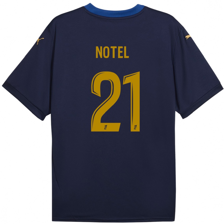 Kids Football Lea Notel #21 Navy Gold Away Jersey 2024/25 T-Shirt Nz