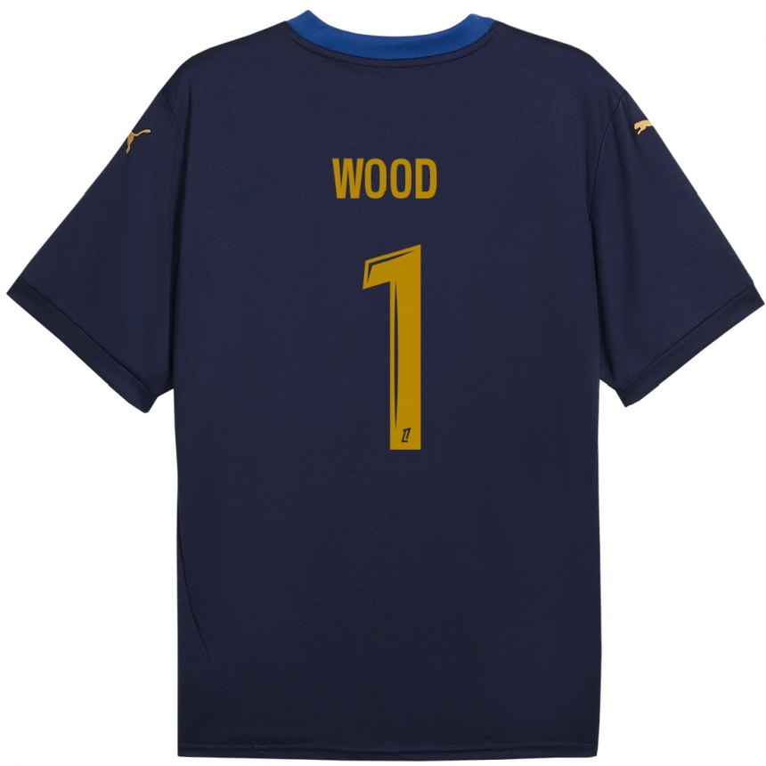 Kids Football Mackenzie Wood #1 Navy Gold Away Jersey 2024/25 T-Shirt Nz