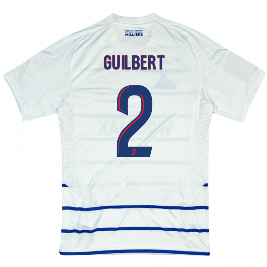 Kids Football Frédéric Guilbert #2 White Blue Away Jersey 2024/25 T-Shirt Nz