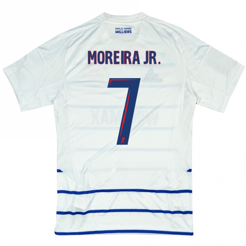 Kids Football Diego Moreira #7 White Blue Away Jersey 2024/25 T-Shirt Nz