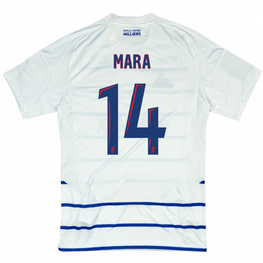 Kids Football Sékou Mara #14 White Blue Away Jersey 2024/25 T-Shirt Nz