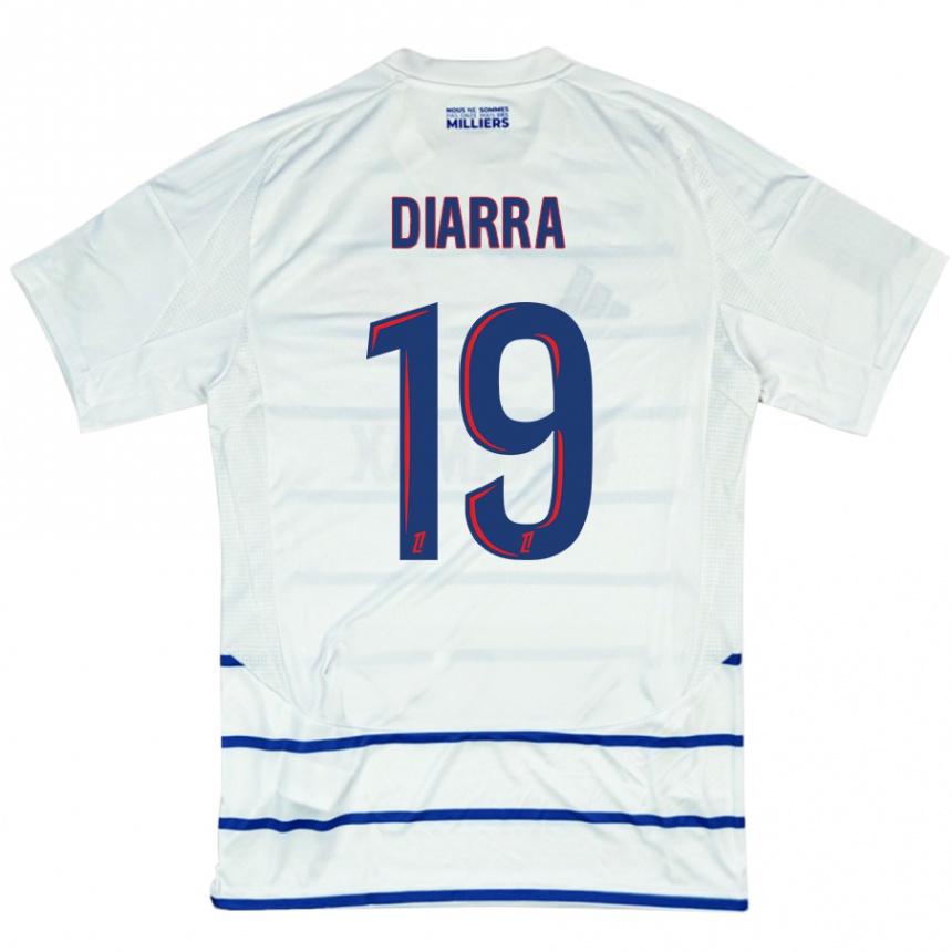 Kids Football Habib Diarra #19 White Blue Away Jersey 2024/25 T-Shirt Nz