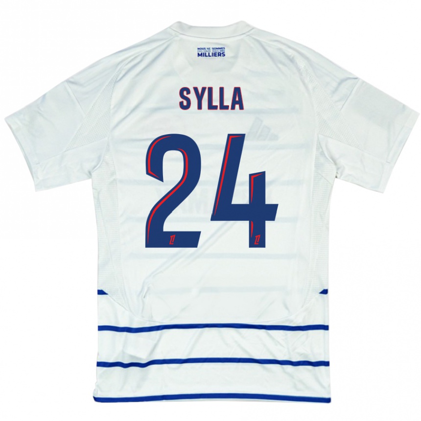 Kids Football Abakar Sylla #24 White Blue Away Jersey 2024/25 T-Shirt Nz