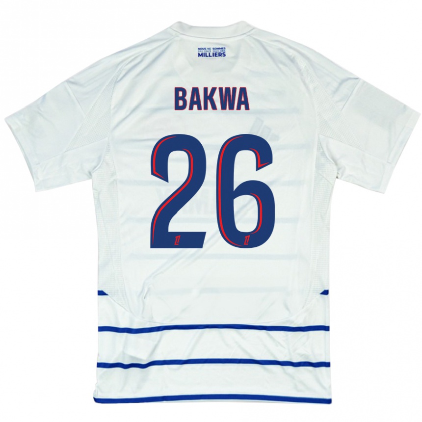 Kids Football Dilane Bakwa #26 White Blue Away Jersey 2024/25 T-Shirt Nz