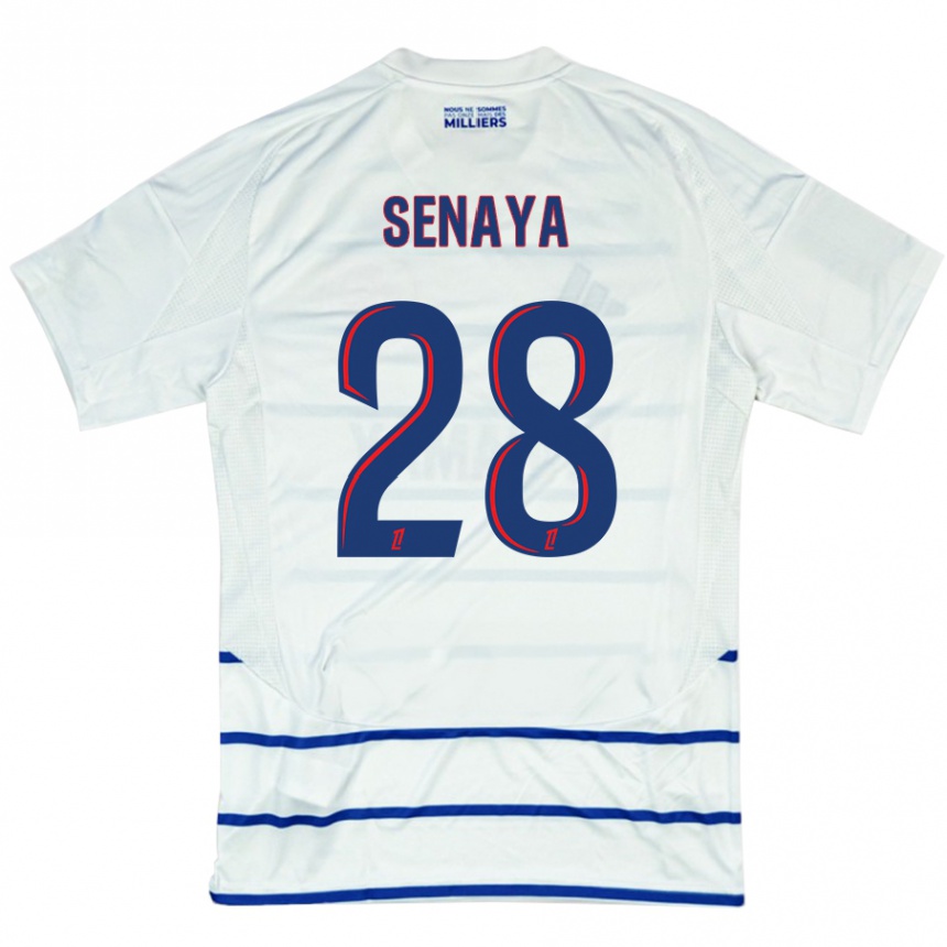 Kids Football Marvin Senaya #28 White Blue Away Jersey 2024/25 T-Shirt Nz