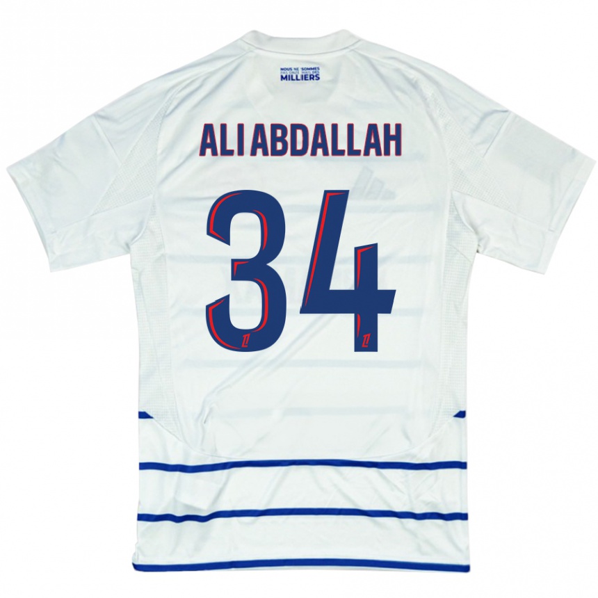 Kids Football Aboubacar Ali Abdallah #34 White Blue Away Jersey 2024/25 T-Shirt Nz