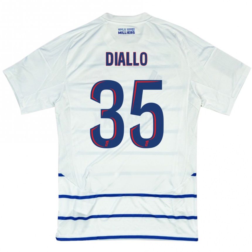 Kids Football Tidiane Diallo #35 White Blue Away Jersey 2024/25 T-Shirt Nz