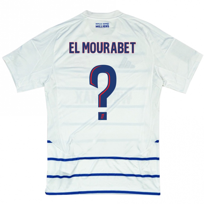 Kids Football Samir El Mourabet #0 White Blue Away Jersey 2024/25 T-Shirt Nz