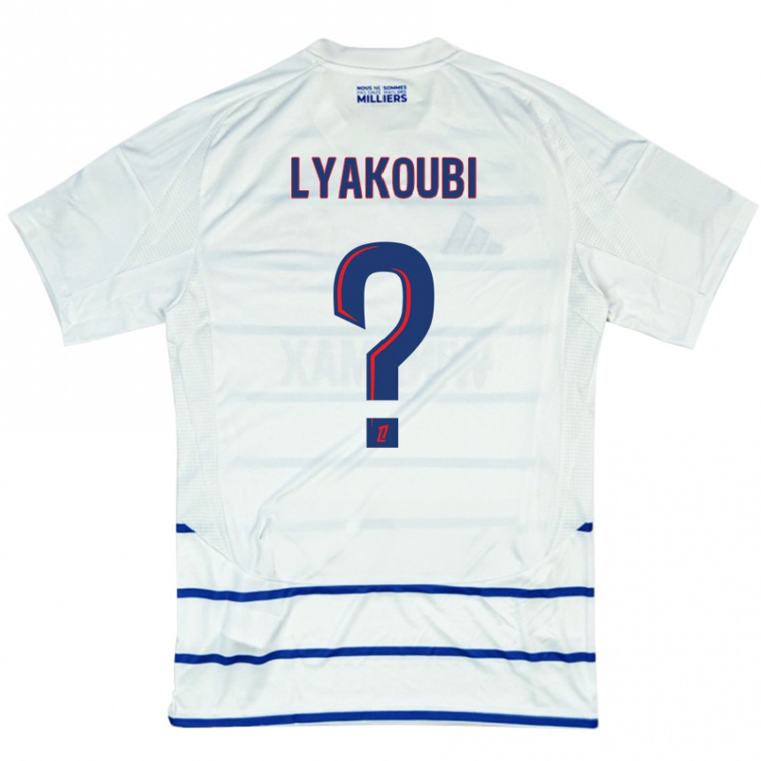 Kids Football Oussama Lyakoubi #0 White Blue Away Jersey 2024/25 T-Shirt Nz