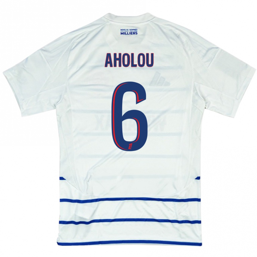 Kids Football Jean-Eudes Aholou #6 White Blue Away Jersey 2024/25 T-Shirt Nz