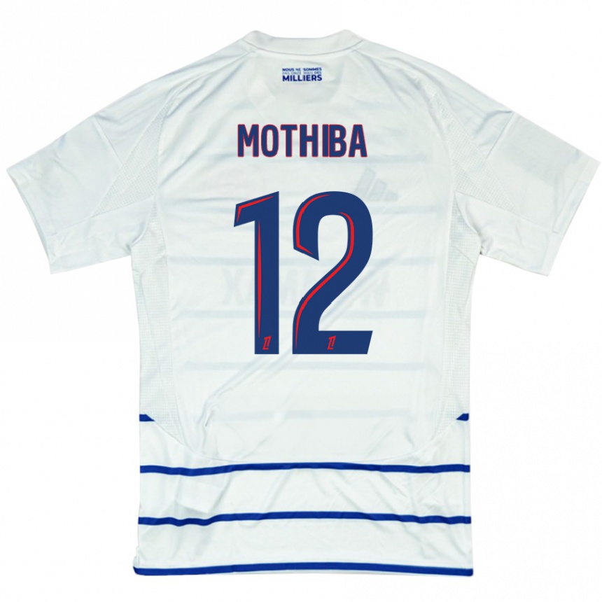 Kids Football Lebo Mothiba #12 White Blue Away Jersey 2024/25 T-Shirt Nz