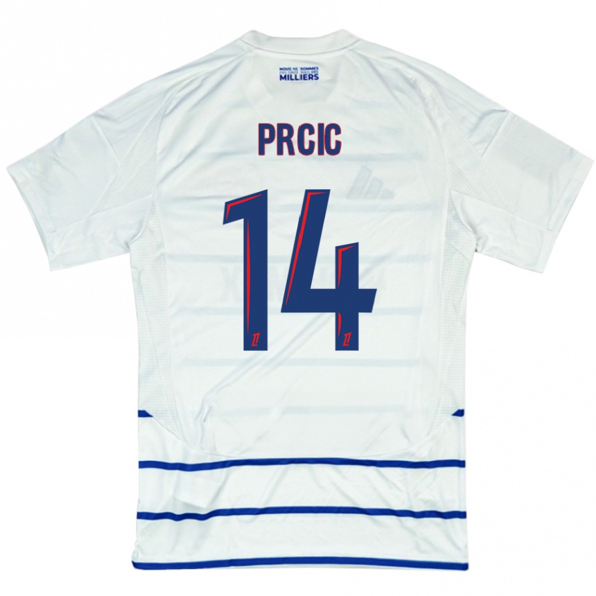 Kids Football Sanjin Prcic #14 White Blue Away Jersey 2024/25 T-Shirt Nz