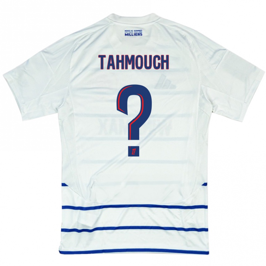 Kids Football Mathieu Tahmouch #0 White Blue Away Jersey 2024/25 T-Shirt Nz