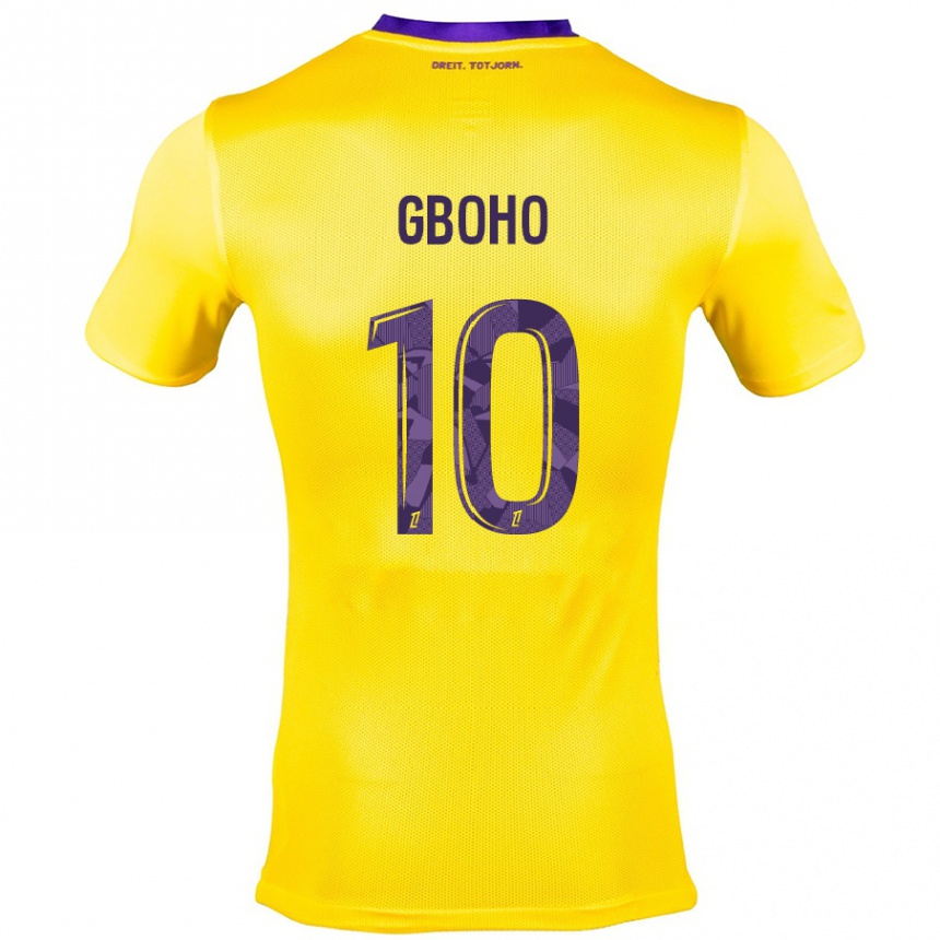 Kids Football Yann Gboho #10 Yellow Purple Away Jersey 2024/25 T-Shirt Nz