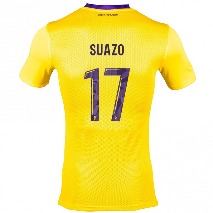 Kids Football Gabriel Suazo #17 Yellow Purple Away Jersey 2024/25 T-Shirt Nz