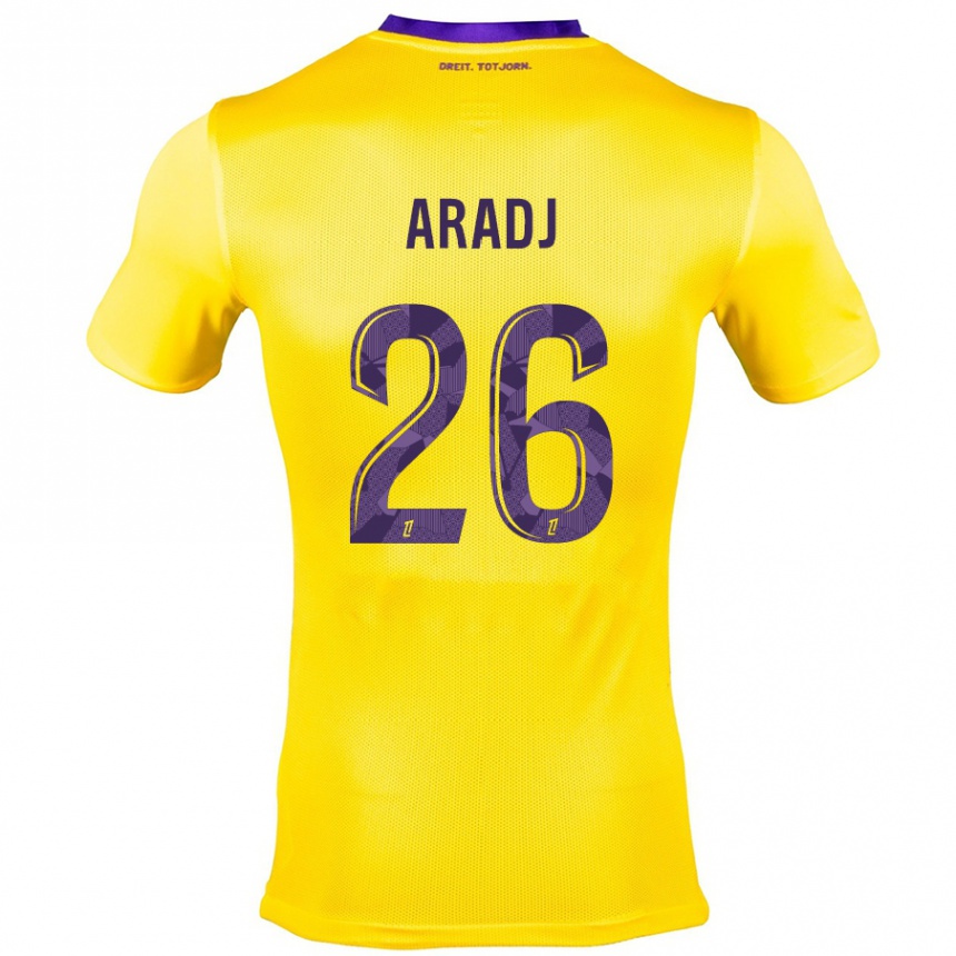 Kids Football Ylies Aradj #26 Yellow Purple Away Jersey 2024/25 T-Shirt Nz