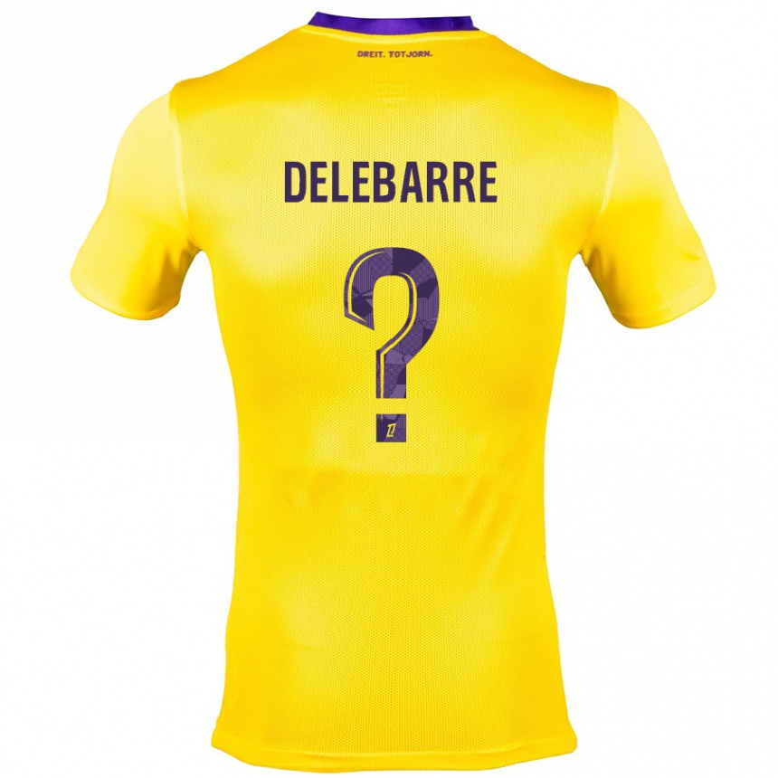 Kids Football Mathis Delebarre #0 Yellow Purple Away Jersey 2024/25 T-Shirt Nz