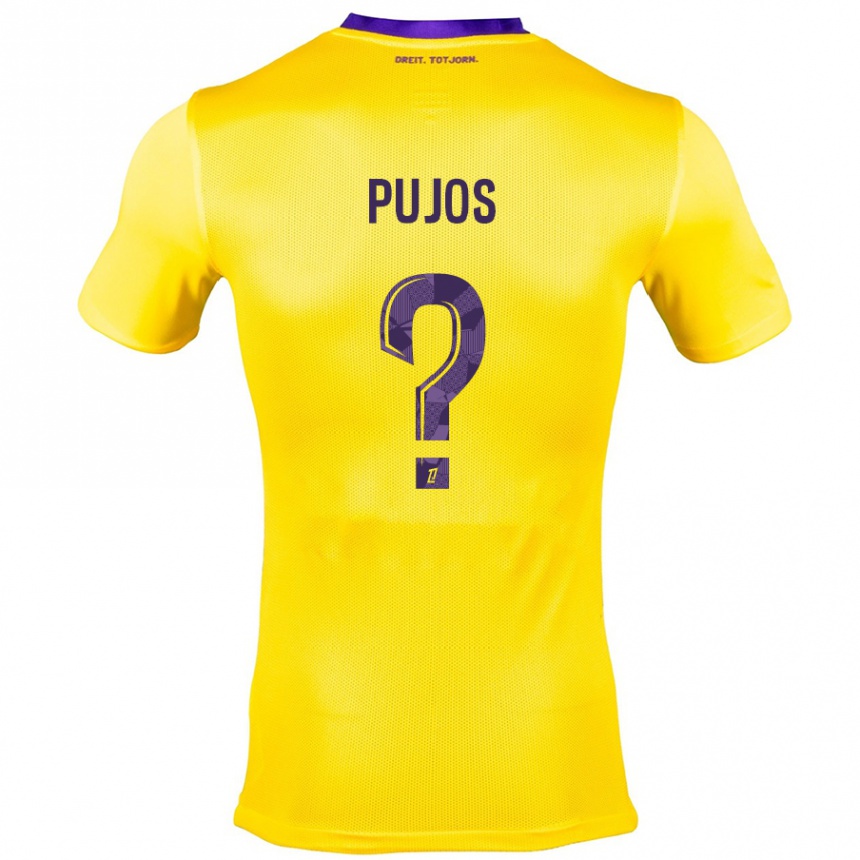 Kids Football Clément Pujos #0 Yellow Purple Away Jersey 2024/25 T-Shirt Nz