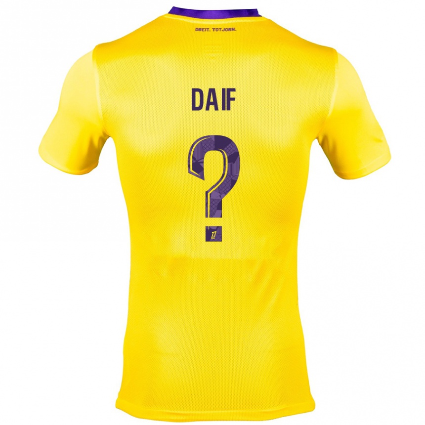 Kids Football Mouhamed Daif #0 Yellow Purple Away Jersey 2024/25 T-Shirt Nz