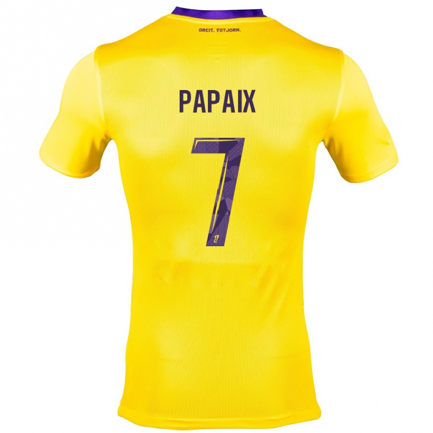 Kids Football Marie Papaix #7 Yellow Purple Away Jersey 2024/25 T-Shirt Nz