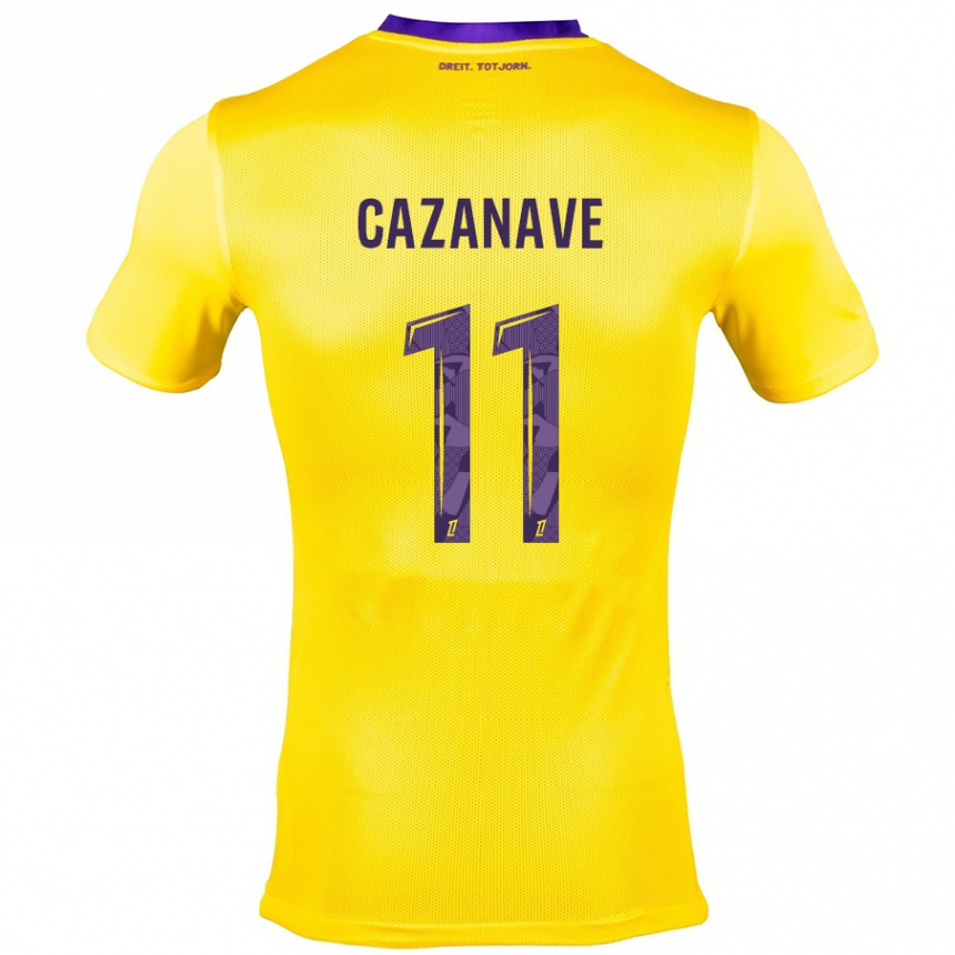 Kids Football Julie Cazanave #11 Yellow Purple Away Jersey 2024/25 T-Shirt Nz