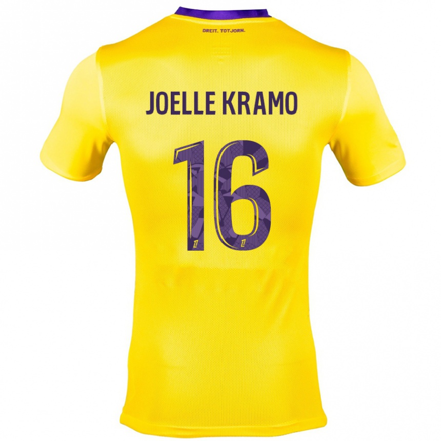 Kids Football Marie Joelle Kramo #16 Yellow Purple Away Jersey 2024/25 T-Shirt Nz