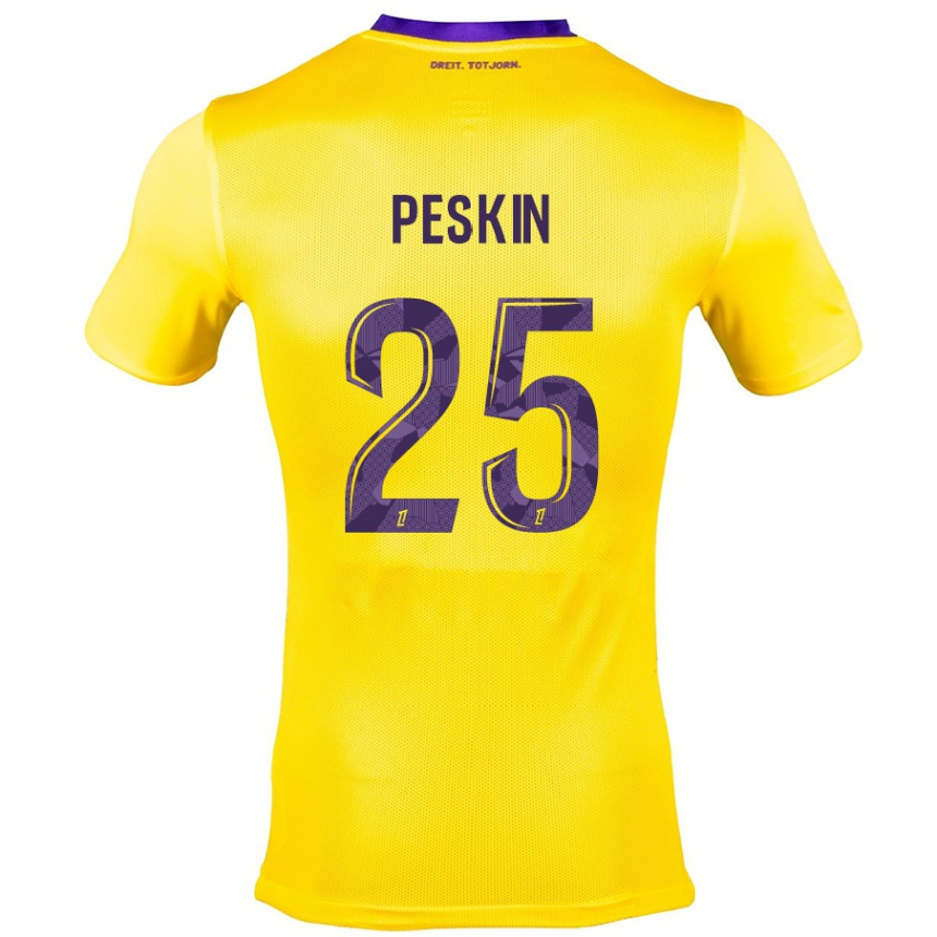 Kids Football Kelso Peskin #25 Yellow Purple Away Jersey 2024/25 T-Shirt Nz