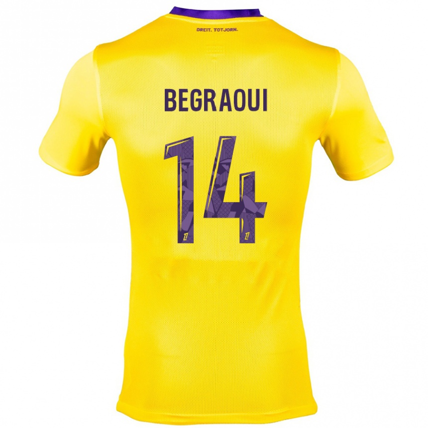 Kids Football Yanis Begraoui #14 Yellow Purple Away Jersey 2024/25 T-Shirt Nz