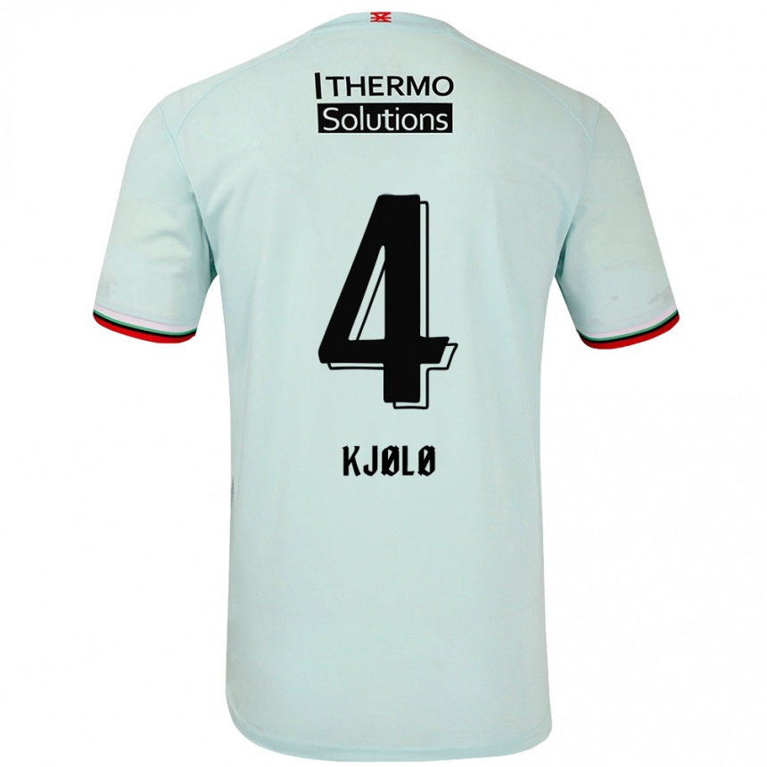 Kids Football Mathias Kjølø #4 Light Green Away Jersey 2024/25 T-Shirt Nz