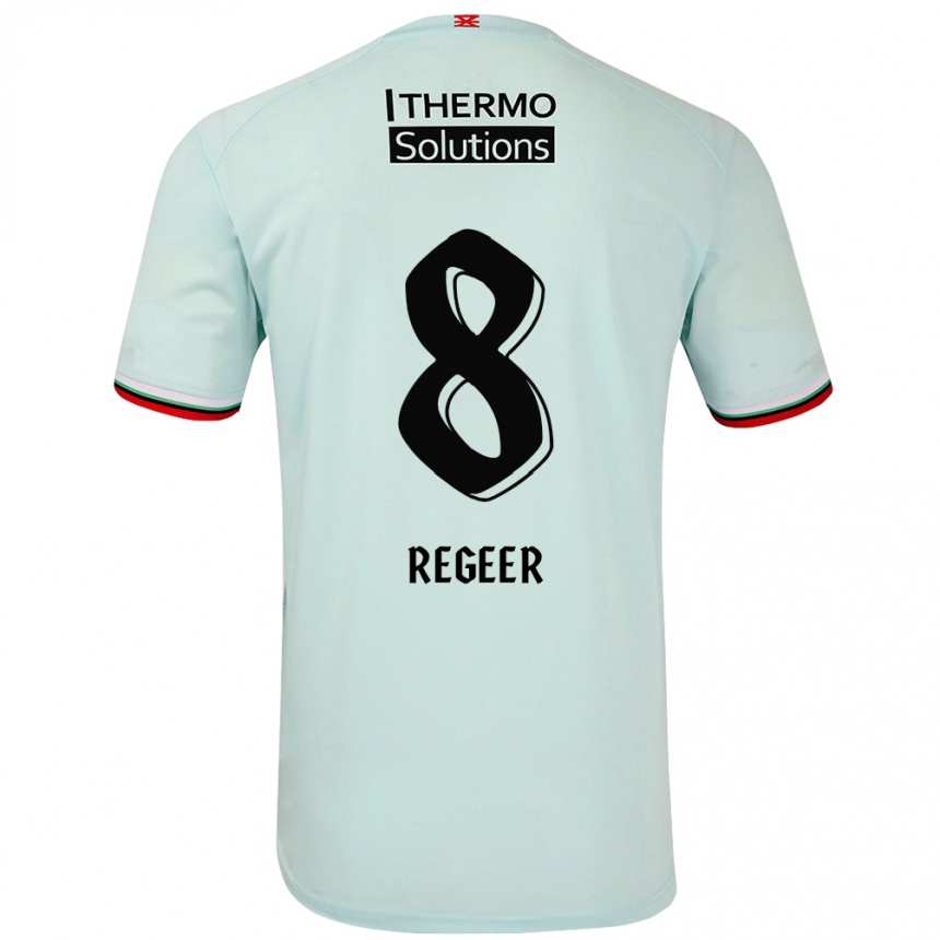 Kids Football Youri Regeer #8 Light Green Away Jersey 2024/25 T-Shirt Nz