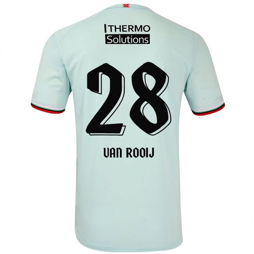 Kids Football Bart Van Rooij #28 Light Green Away Jersey 2024/25 T-Shirt Nz