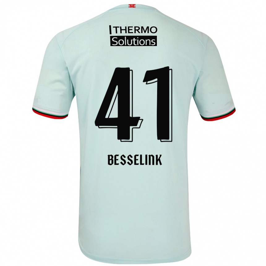 Kids Football Gijs Besselink #41 Light Green Away Jersey 2024/25 T-Shirt Nz