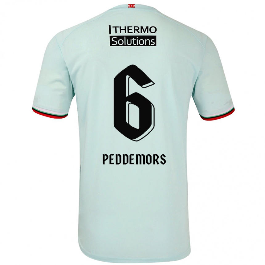 Kids Football Ella Peddemors #6 Light Green Away Jersey 2024/25 T-Shirt Nz