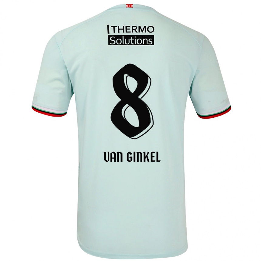 Kids Football Danique Van Ginkel #8 Light Green Away Jersey 2024/25 T-Shirt Nz