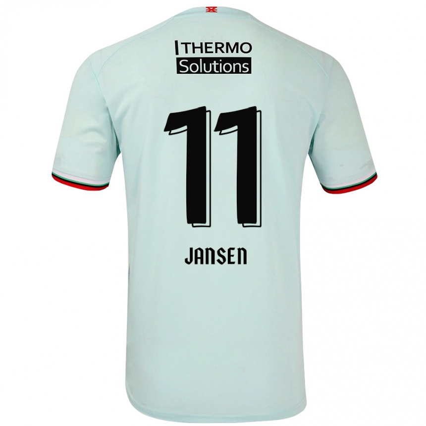 Kids Football Renate Jansen #11 Light Green Away Jersey 2024/25 T-Shirt Nz