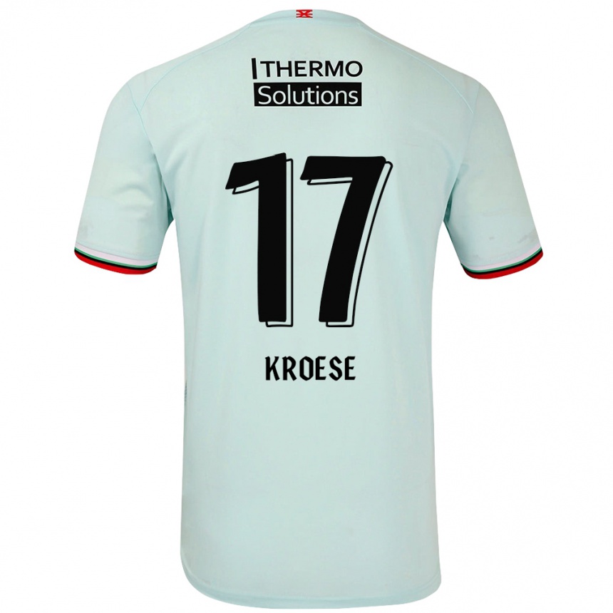 Kids Football Fieke Kroese #17 Light Green Away Jersey 2024/25 T-Shirt Nz