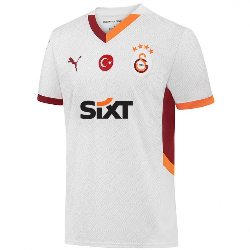 Kids Football Mehmet Akif Yıldırım #0 White Yellow Red Away Jersey 2024/25 T-Shirt Nz