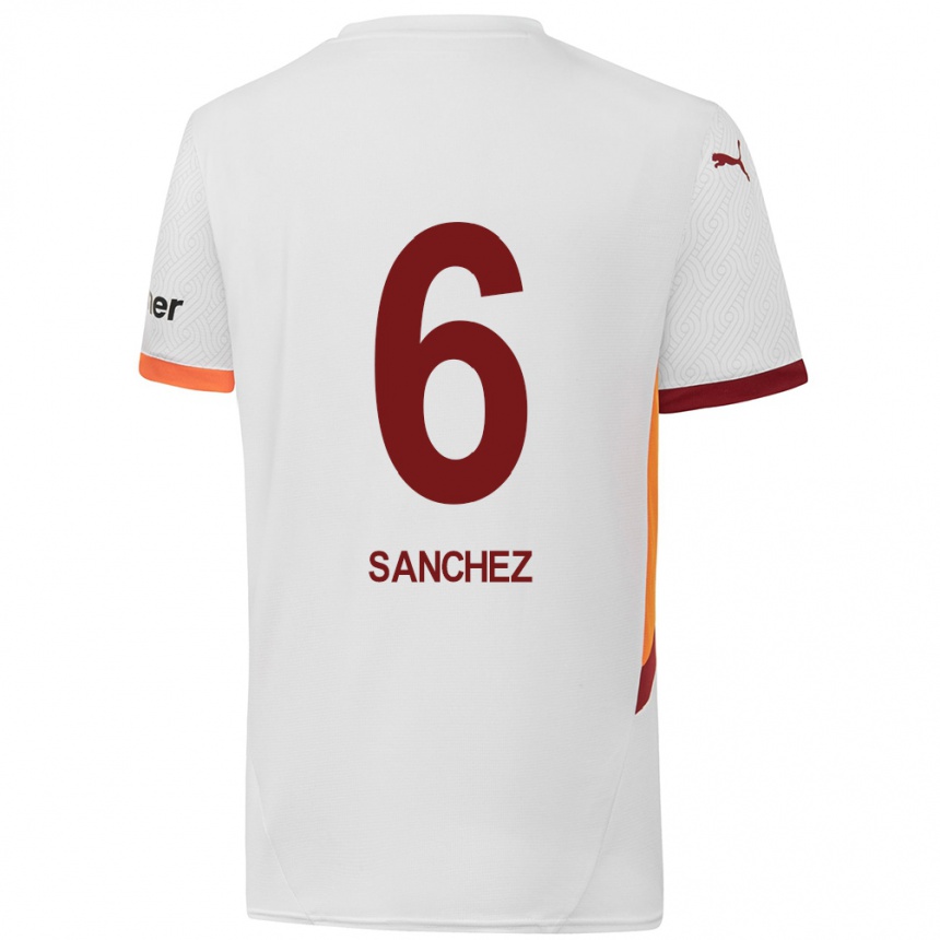 Kids Football Davinson Sanchez #6 White Yellow Red Away Jersey 2024/25 T-Shirt Nz