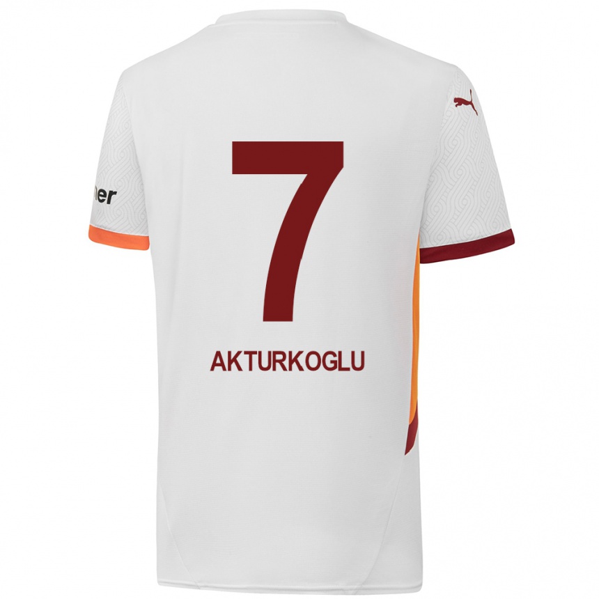 Kids Football Kerem Aktürkoğlu #7 White Yellow Red Away Jersey 2024/25 T-Shirt Nz