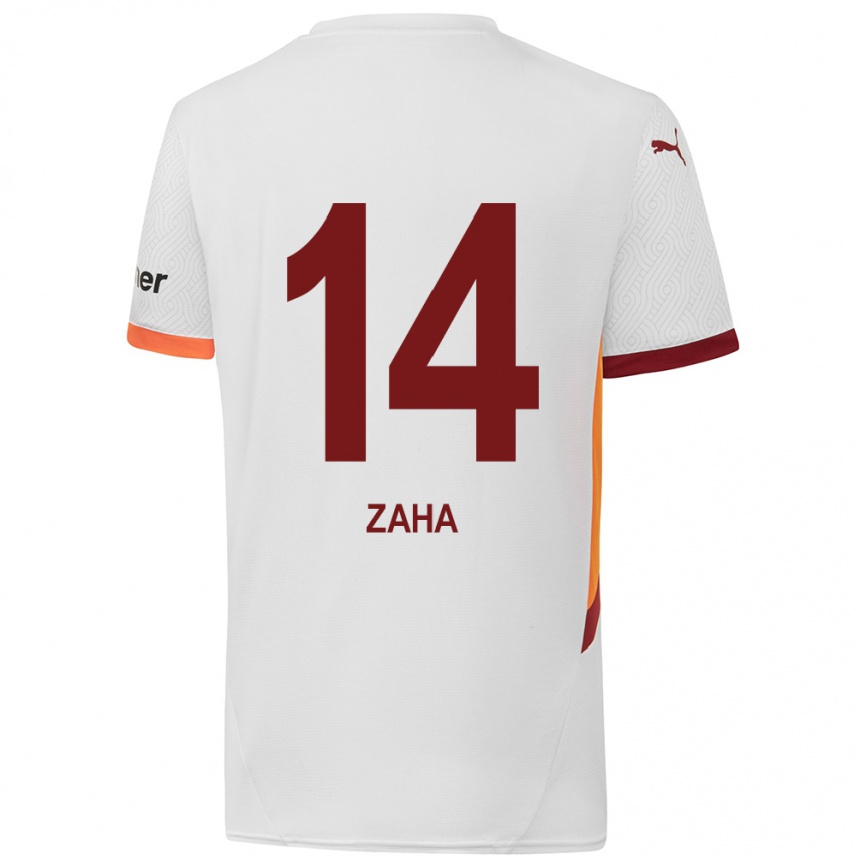 Kids Football Wilfried Zaha #14 White Yellow Red Away Jersey 2024/25 T-Shirt Nz