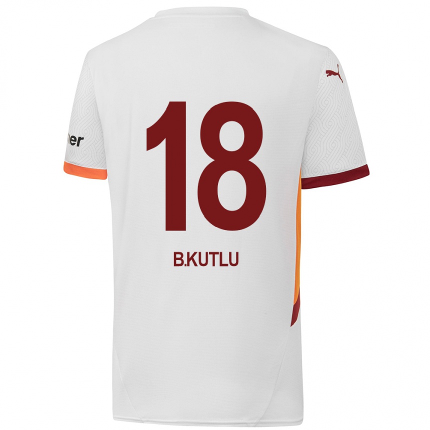 Kids Football Berkan Kutlu #18 White Yellow Red Away Jersey 2024/25 T-Shirt Nz