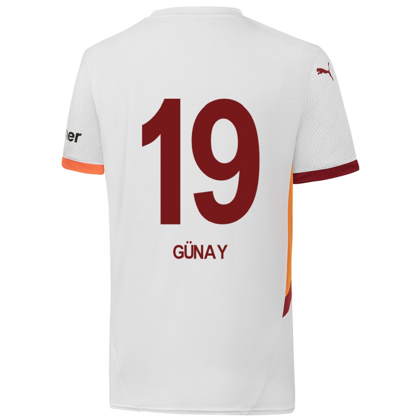 Kids Football Günay Güvenç #19 White Yellow Red Away Jersey 2024/25 T-Shirt Nz