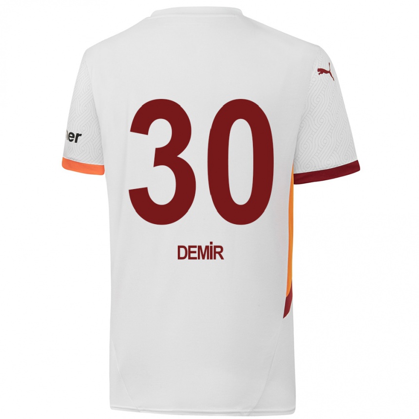 Kids Football Yusuf Demir #30 White Yellow Red Away Jersey 2024/25 T-Shirt Nz