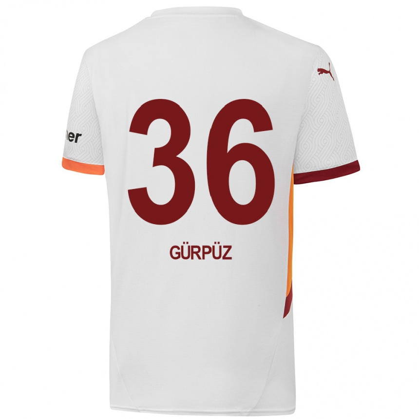 Kids Football Gökdeniz Gürpüz #36 White Yellow Red Away Jersey 2024/25 T-Shirt Nz