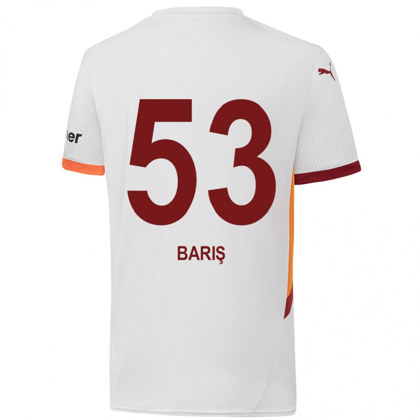 Kids Football Barış Alper Yılmaz #53 White Yellow Red Away Jersey 2024/25 T-Shirt Nz