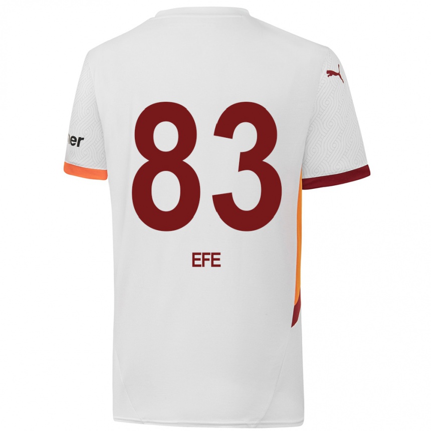 Kids Football Efe Akman #83 White Yellow Red Away Jersey 2024/25 T-Shirt Nz