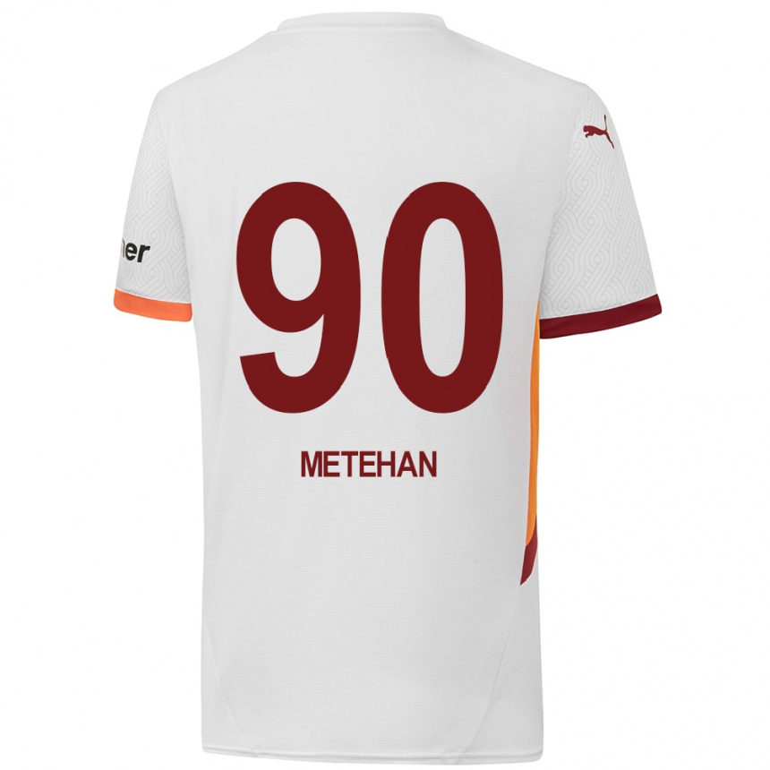 Kids Football Metehan Baltacı #90 White Yellow Red Away Jersey 2024/25 T-Shirt Nz