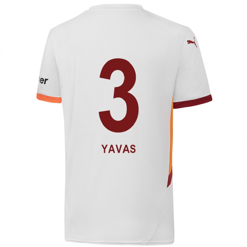 Kids Football Arda Yavas #3 White Yellow Red Away Jersey 2024/25 T-Shirt Nz